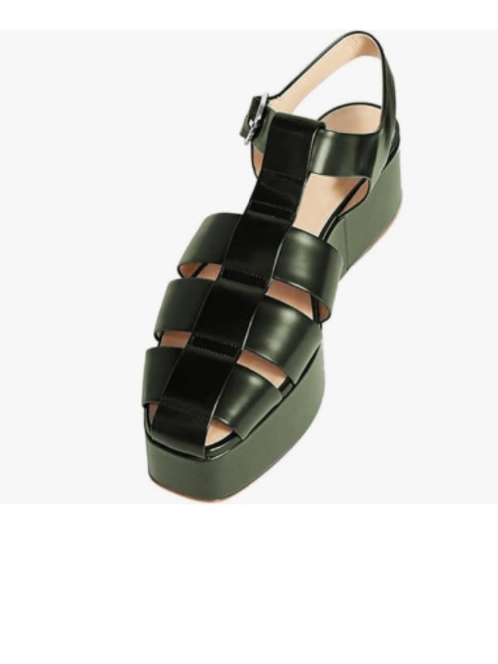 FOWT Olive Square Toe Gladiator Sandals Ankle Strap Wedge Mid Heels Stable Shoes